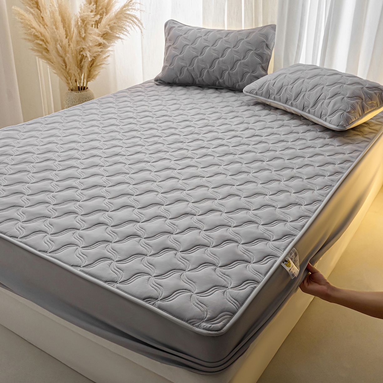 91家纺网 家纺一手货源 找家纺 （总）小叮当家纺仓储工厂店 2025新款A类原棉大豆防水床笠单品床笠单件单床笠隔尿夹棉床笠床垫保护罩外贸跨境