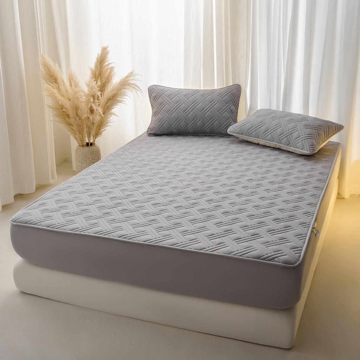 91家纺网 家纺一手货源 找家纺 小叮当家纺仓储工厂店 2025新款A类原棉大豆防水床笠单品床笠单件单床笠隔尿夹棉床笠床垫保护罩外贸跨境 迷宫-星空灰