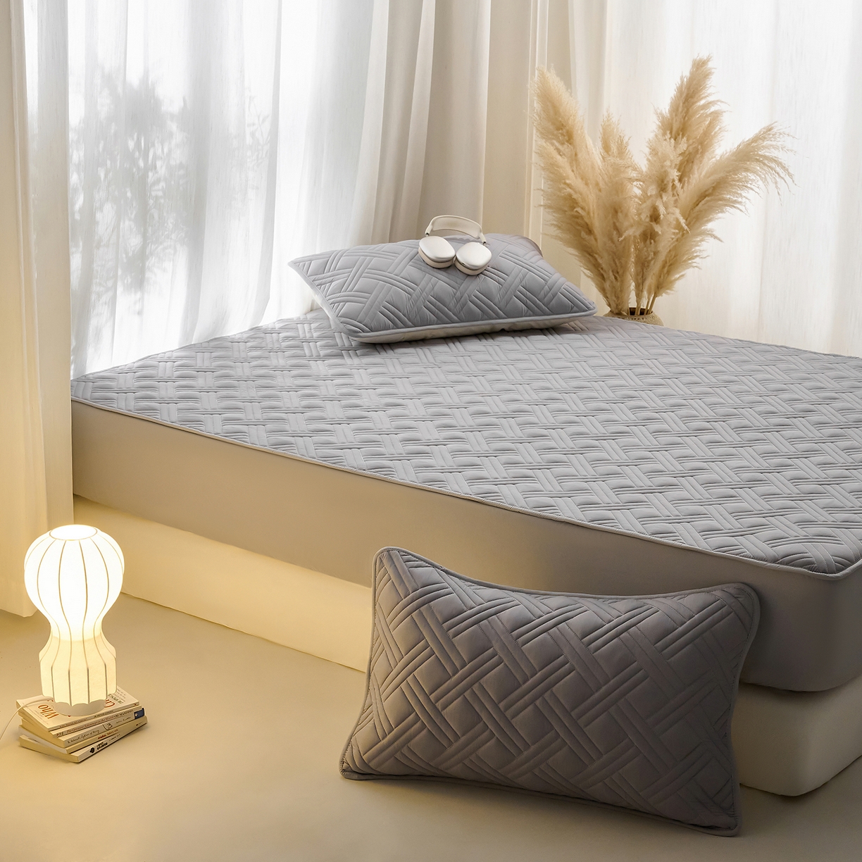 91家纺网 家纺一手货源 找家纺 小叮当家纺仓储工厂店 2025新款A类原棉大豆防水床笠单品床笠单件单床笠隔尿夹棉床笠床垫保护罩外贸跨境 迷宫-星空灰