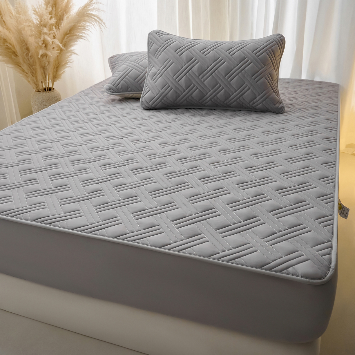 91家纺网 家纺一手货源 找家纺 小叮当家纺仓储工厂店 2025新款A类原棉大豆防水床笠单品床笠单件单床笠隔尿夹棉床笠床垫保护罩外贸跨境 迷宫-星空灰