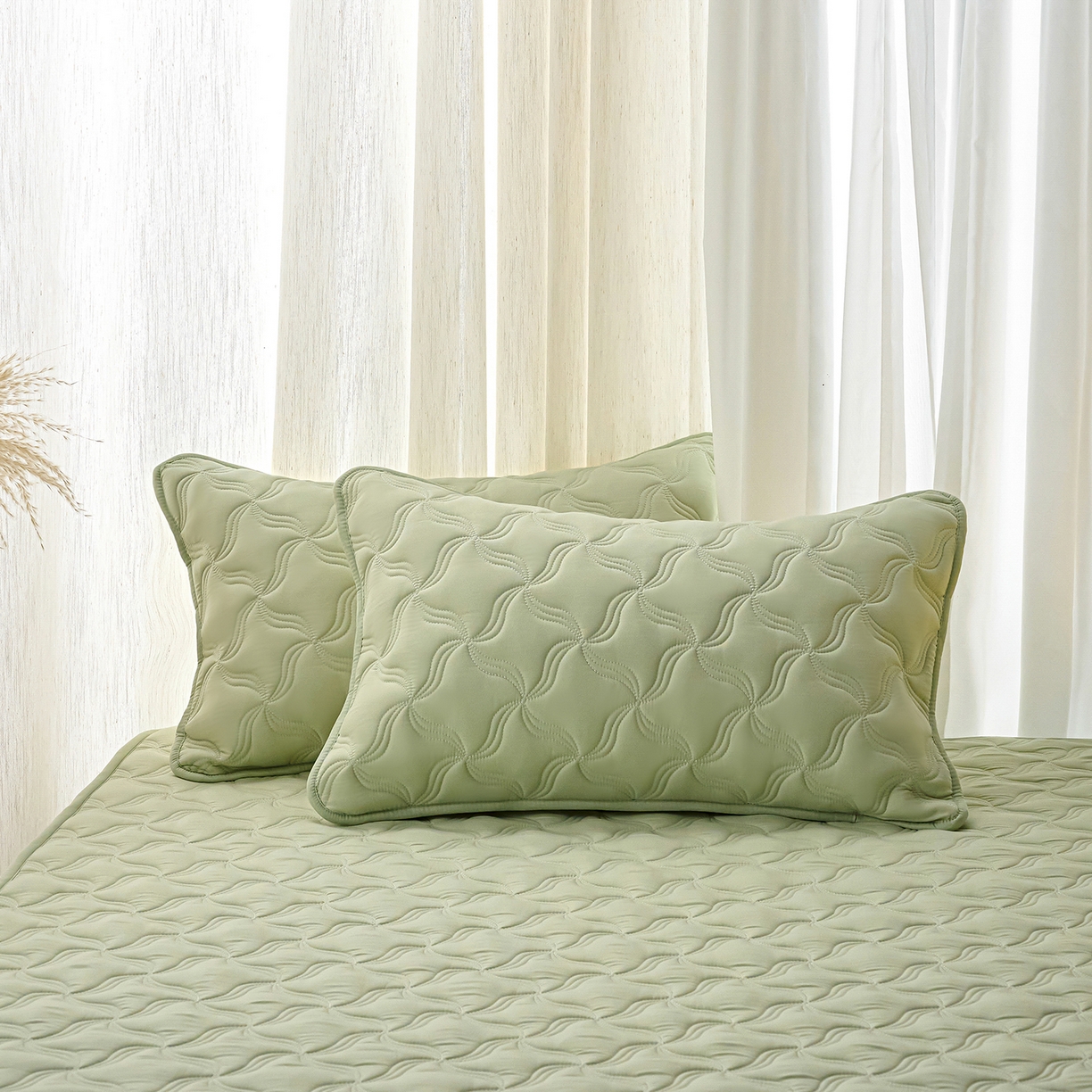 91家纺网 家纺一手货源 找家纺 小叮当家纺仓储工厂店 2025新款A类原棉大豆防水床笠单品床笠单件单床笠隔尿夹棉床笠床垫保护罩外贸跨境 爱恋-草绿