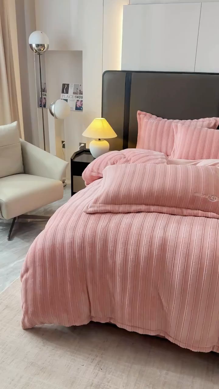 91家纺网 家纺一手货源 找家纺 保罗圣迪奥 2025新款230克牛奶绒四件套-布兰卡 布兰卡-豆沙色