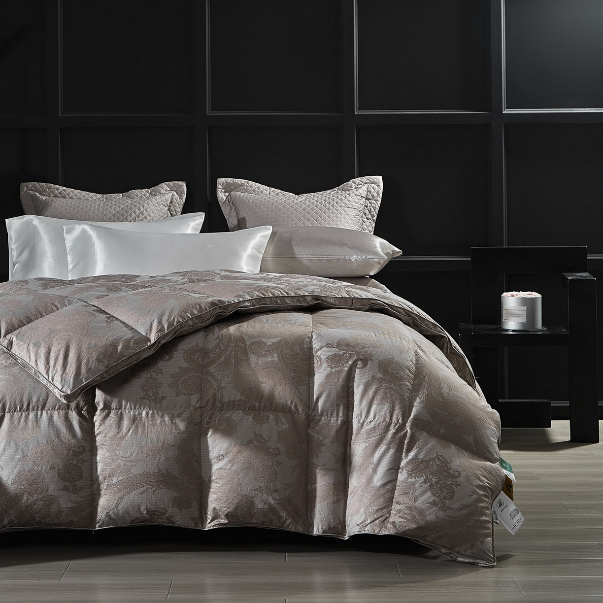 91家纺网 家纺一手货源 找家纺 暖羽屋羽绒馆 2025新款95鹅绒被180s大提花 带质检 婚庆双人羽绒被芯 2米羽绒被子 D浮云 咖灰