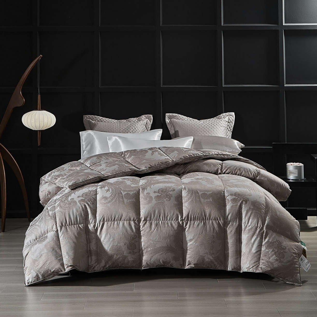 91家纺网 家纺一手货源 找家纺 暖羽屋羽绒馆 2025新款95鹅绒被180s大提花 带质检 婚庆双人羽绒被芯 2米羽绒被子 D浮云 咖灰