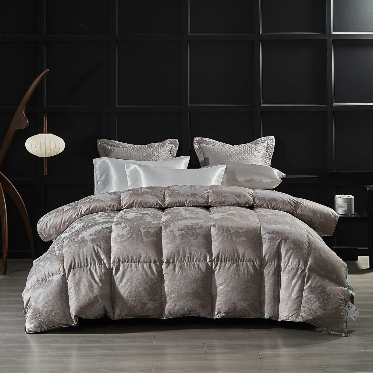 91家纺网 家纺一手货源 找家纺 暖羽屋羽绒馆 2025新款95鹅绒被180s大提花 带质检 婚庆双人羽绒被芯 2米羽绒被子 D浮云 咖灰