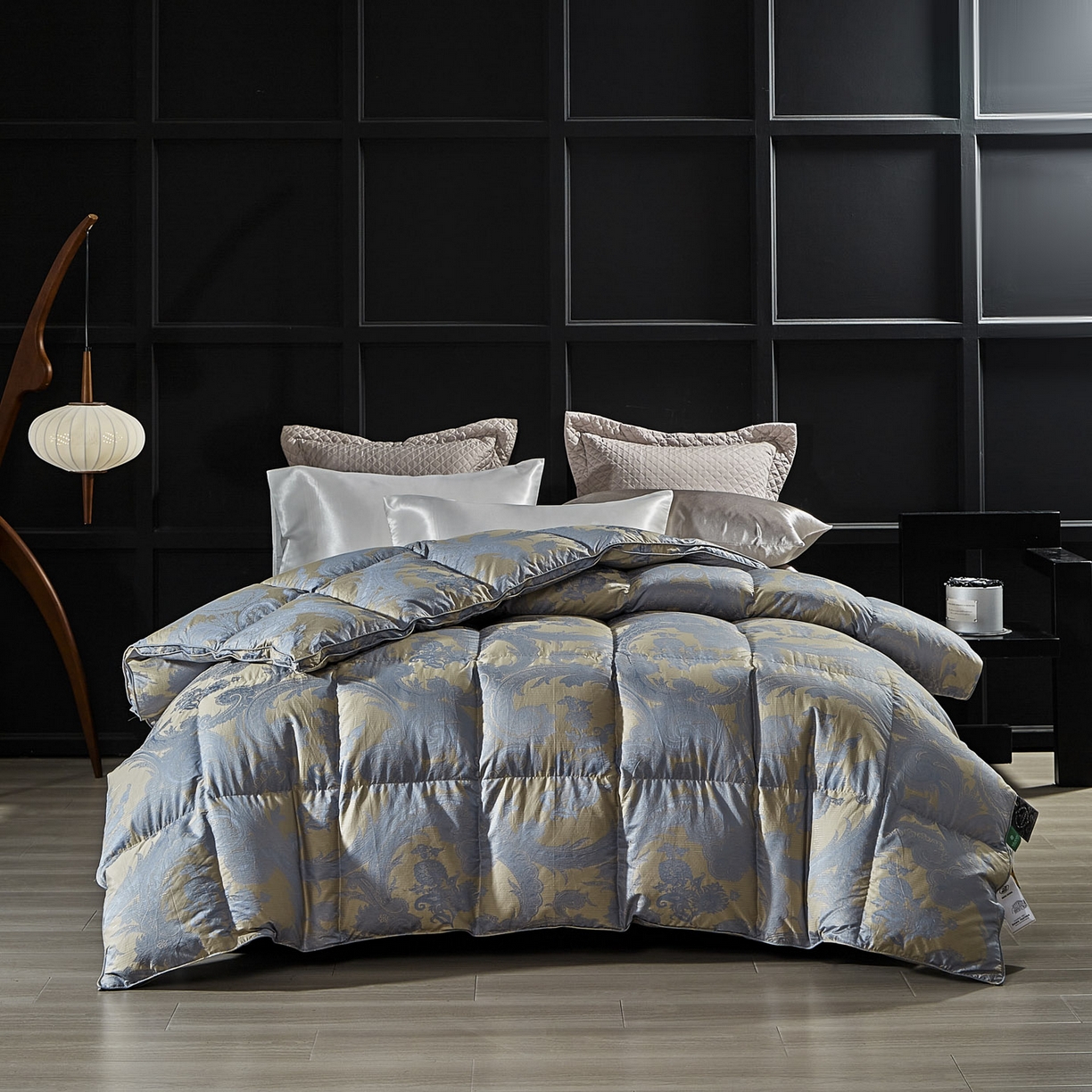 91家纺网 家纺一手货源 找家纺 暖羽屋羽绒馆 2025新款95鹅绒被180s大提花 带质检 婚庆双人羽绒被芯 2米羽绒被子 D浮云 蓝