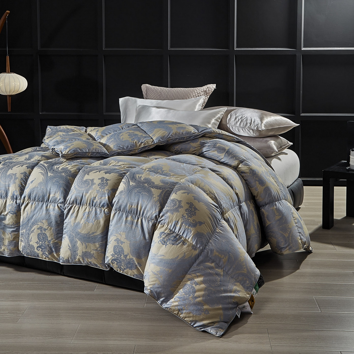 91家纺网 家纺一手货源 找家纺 暖羽屋羽绒馆 2025新款95鹅绒被180s大提花 带质检 婚庆双人羽绒被芯 2米羽绒被子 D浮云 蓝