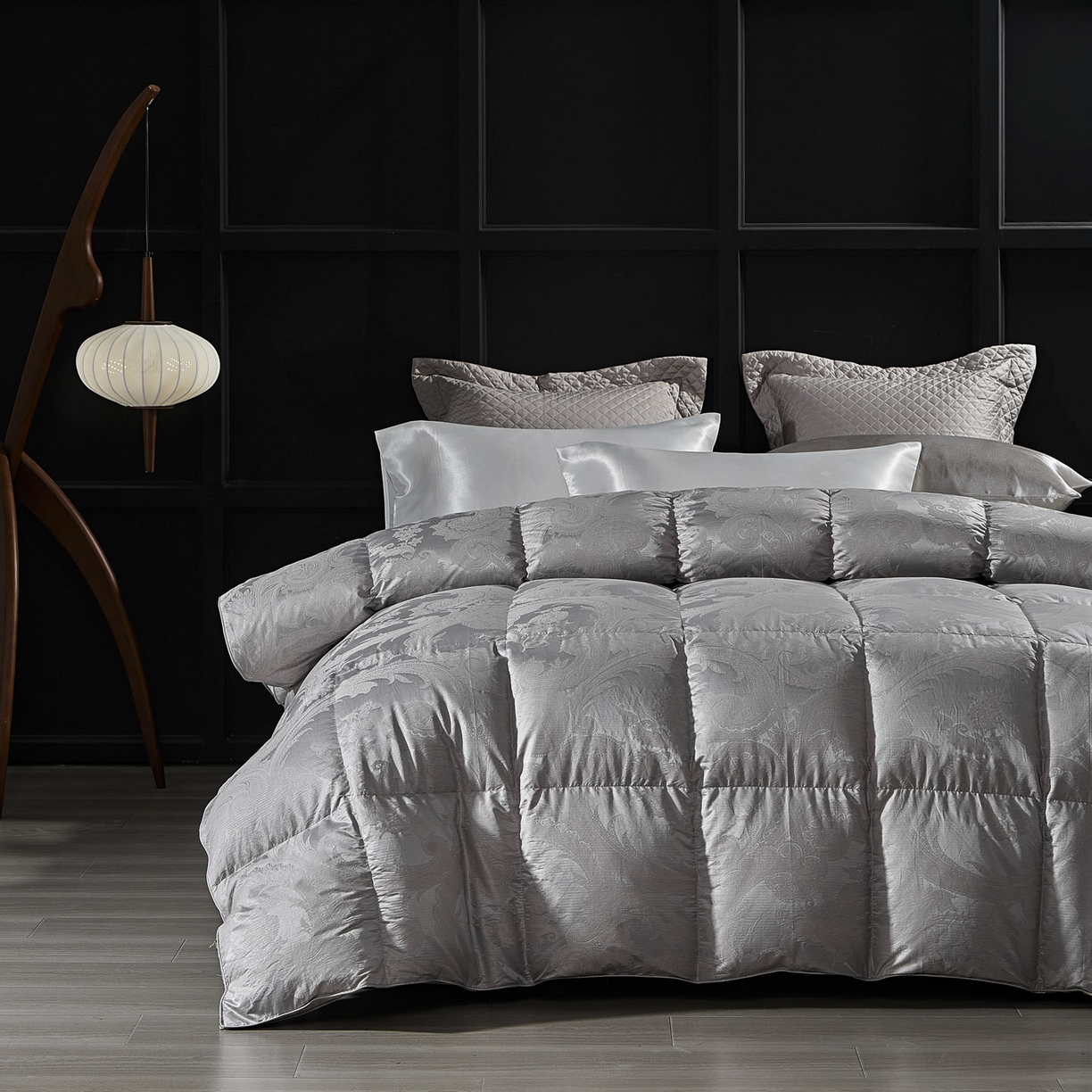 91家纺网 家纺一手货源 找家纺 暖羽屋羽绒馆 2025新款95鹅绒被180s大提花 带质检 婚庆双人羽绒被芯 2米羽绒被子 D浮云 银白