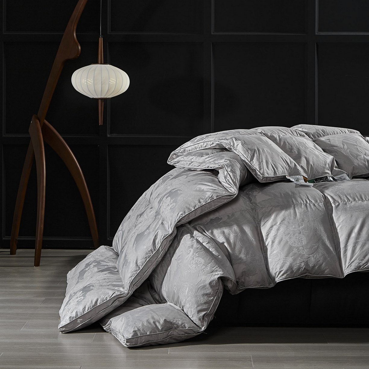 91家纺网 家纺一手货源 找家纺 暖羽屋羽绒馆 2025新款95鹅绒被180s大提花 带质检 婚庆双人羽绒被芯 2米羽绒被子 D浮云 银白