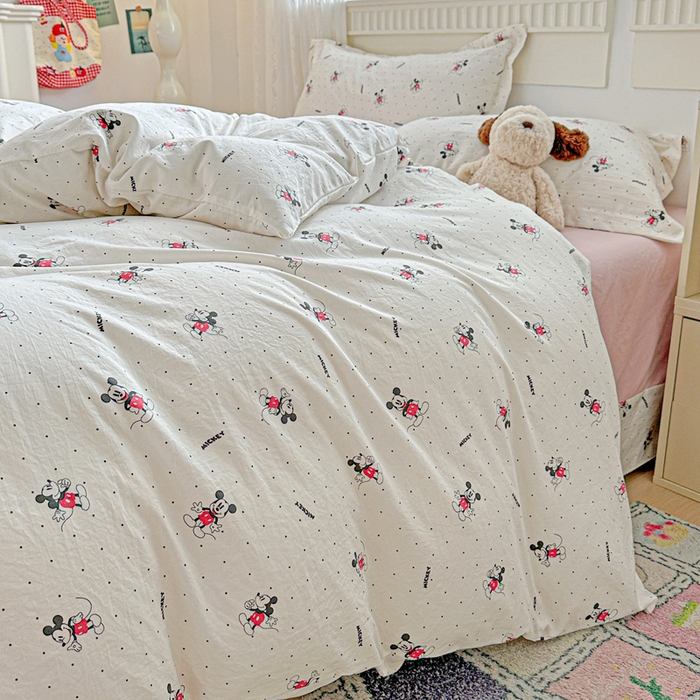 91家纺网 家纺一手货源 找家纺 梦莱斯 2025新款韩国小布袋古法云感棉四件套 小老鼠