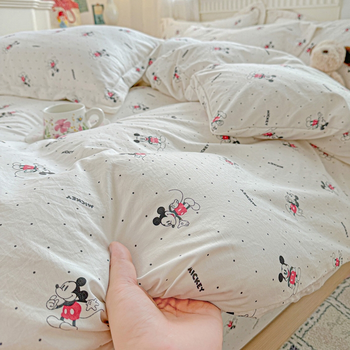 91家纺网 家纺一手货源 找家纺 梦莱斯 2025新款韩国小布袋古法云感棉四件套 小老鼠