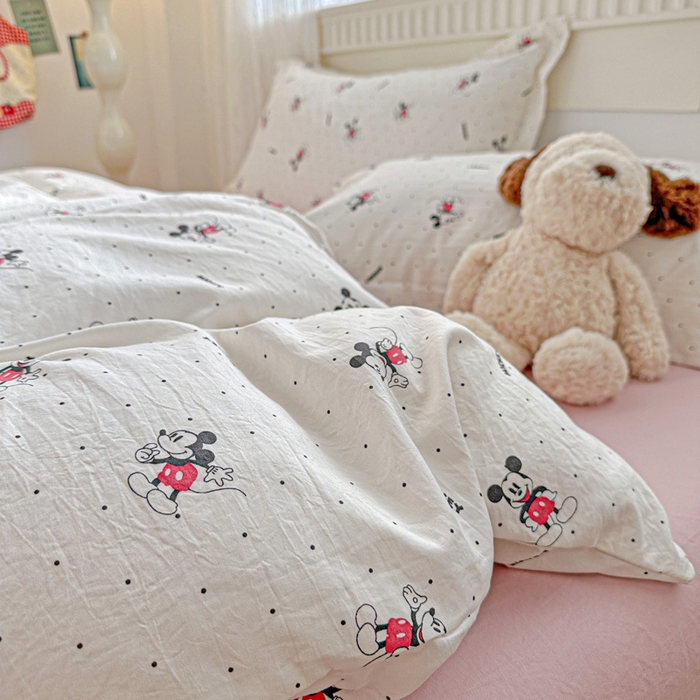 91家纺网 家纺一手货源 找家纺 梦莱斯 2025新款韩国小布袋古法云感棉四件套 小老鼠