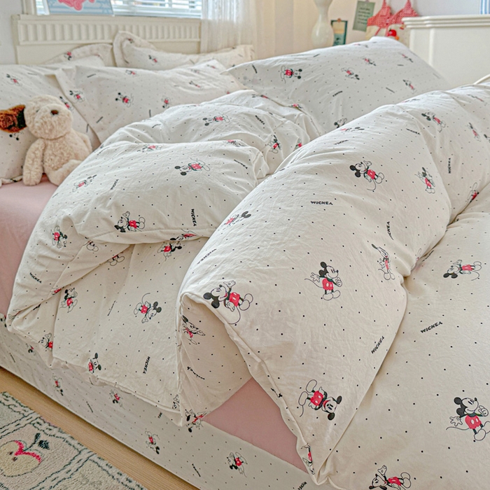 91家纺网 家纺一手货源 找家纺 梦莱斯 2025新款韩国小布袋古法云感棉四件套 小老鼠