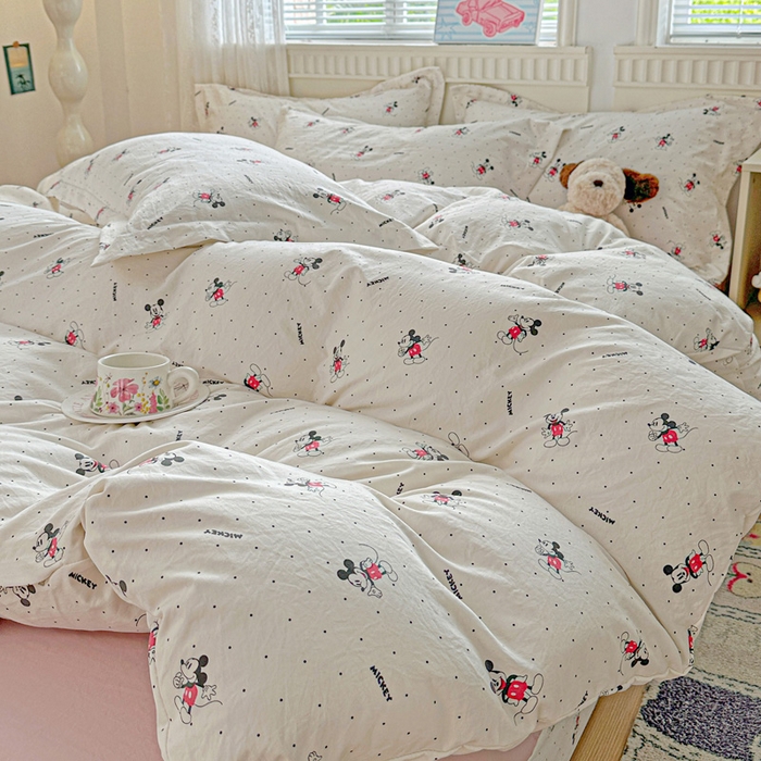 91家纺网 家纺一手货源 找家纺 梦莱斯 2025新款韩国小布袋古法云感棉四件套 小老鼠