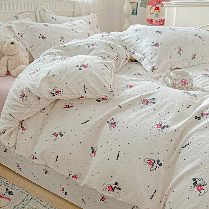 91家纺网 家纺一手货源 找家纺 梦莱斯 2025新款韩国小布袋古法云感棉四件套 小老鼠