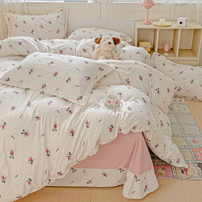 91家纺网 家纺一手货源 找家纺 梦莱斯 2025新款韩国小布袋古法云感棉四件套 小老鼠