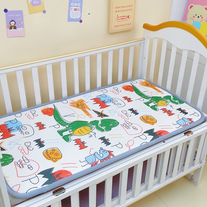 91家纺网 家纺一手货源 找家纺 小叮当家纺仓储工厂店 2025新款A版冰豆豆B版针织婴童双面两用床垫床褥 恐龙