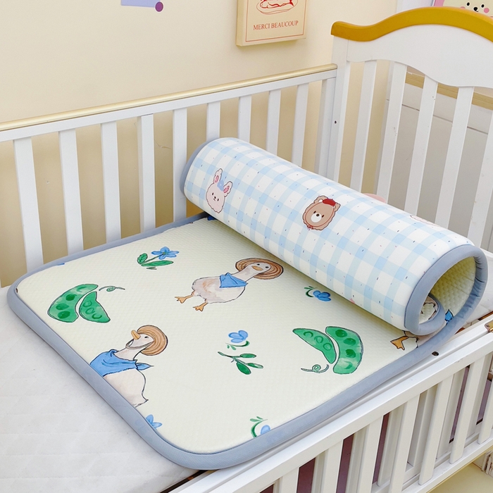 91家纺网 家纺一手货源 找家纺 小叮当家纺仓储工厂店 2025新款A版冰豆豆B版针织婴童双面两用床垫床褥 小鸭子