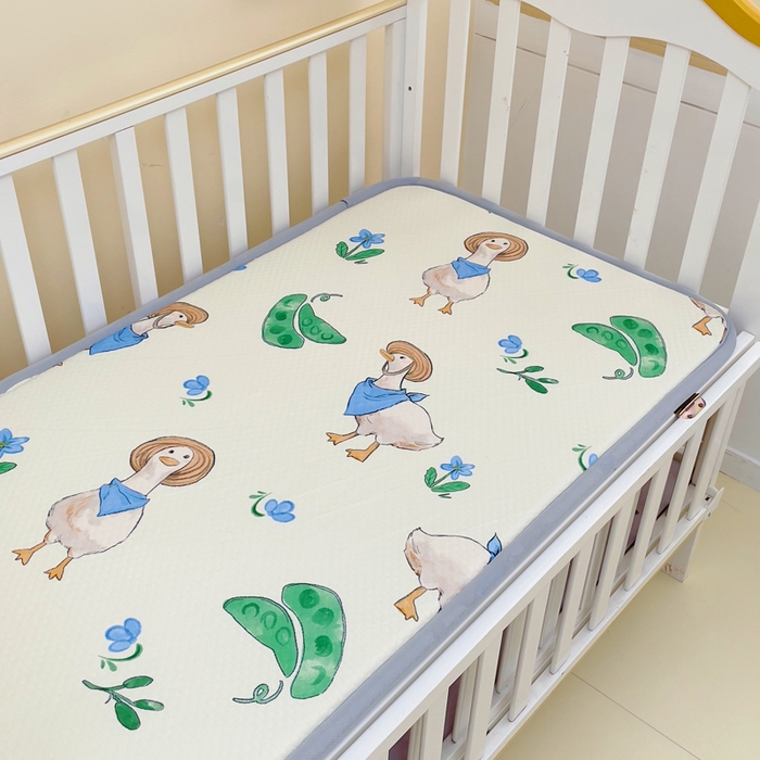 91家纺网 家纺一手货源 找家纺 小叮当家纺仓储工厂店 2025新款A版冰豆豆B版针织婴童双面两用床垫床褥 小鸭子