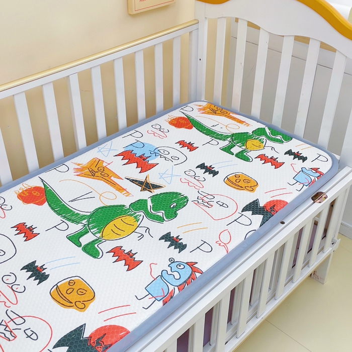 91家纺网 家纺一手货源 找家纺 小叮当家纺仓储工厂店 2025新款A版冰豆豆B版针织婴童双面两用床垫床褥 恐龙