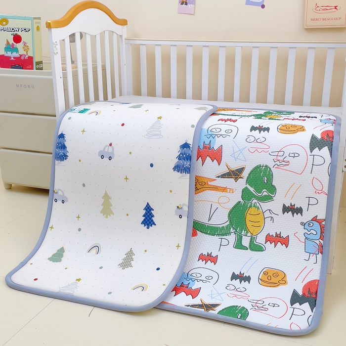 91家纺网 家纺一手货源 找家纺 小叮当家纺仓储工厂店 2025新款A版冰豆豆B版针织婴童双面两用床垫床褥 恐龙