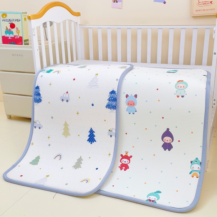 91家纺网 家纺一手货源 找家纺 小叮当家纺仓储工厂店 2025新款A版冰豆豆B版针织婴童双面两用床垫床褥 波点小人