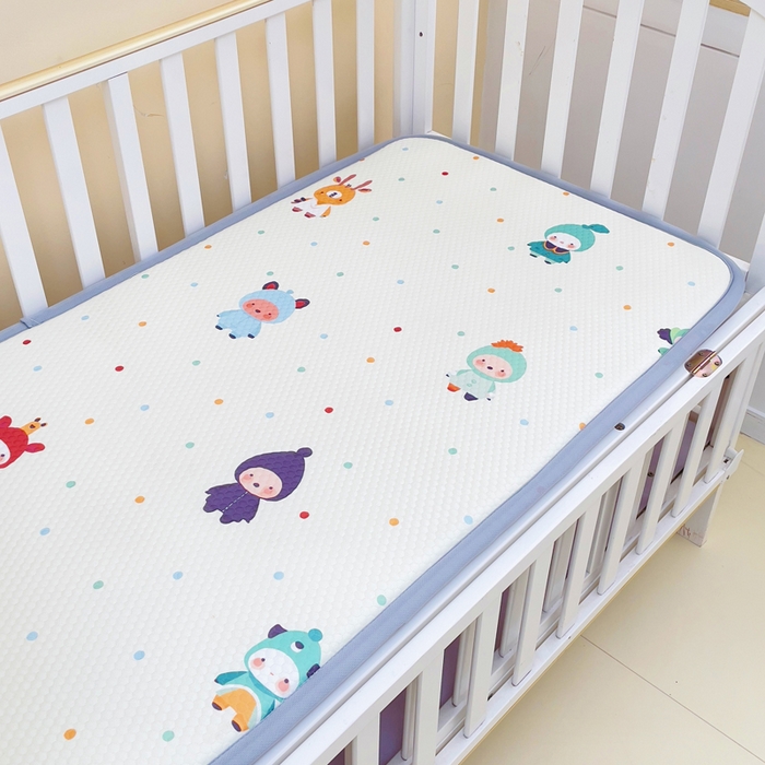 91家纺网 家纺一手货源 找家纺 小叮当家纺仓储工厂店 2025新款A版冰豆豆B版针织婴童双面两用床垫床褥 波点小人