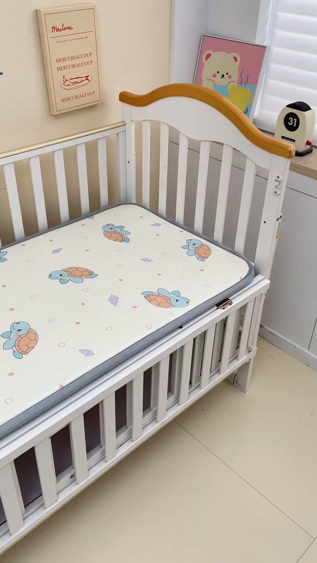 91家纺网 家纺一手货源 找家纺 小叮当家纺仓储工厂店 2025新款A版冰豆豆B版针织婴童双面两用床垫床褥 小乌龟