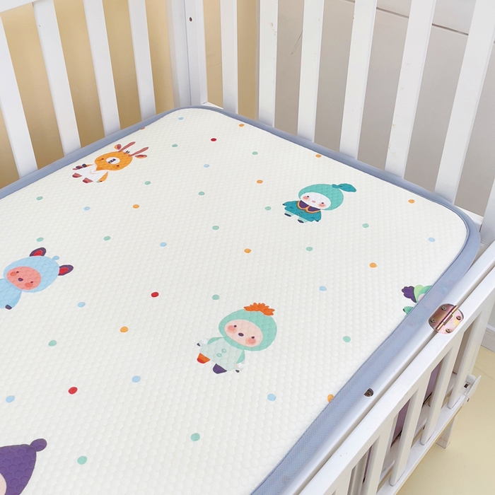 91家纺网 家纺一手货源 找家纺 小叮当家纺仓储工厂店 2025新款A版冰豆豆B版针织婴童双面两用床垫床褥 波点小人