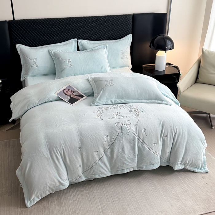 保罗圣迪奥 2025新款230克全消光牛奶绒四件套-沐夏 沐夏-蓝色