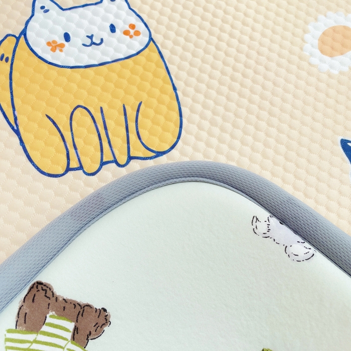 91家纺网 家纺一手货源 找家纺 小叮当家纺仓储工厂店 2025新款A版冰豆豆B版针织婴童双面两用床垫床褥 小猫