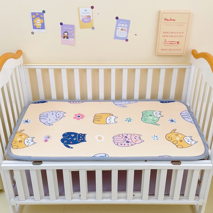 91家纺网 家纺一手货源 找家纺 小叮当家纺仓储工厂店 2025新款A版冰豆豆B版针织婴童双面两用床垫床褥 小猫