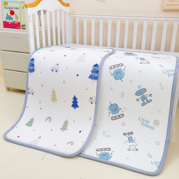 91家纺网 家纺一手货源 找家纺 小叮当家纺仓储工厂店 2025新款A版冰豆豆B版针织婴童双面两用床垫床褥 机器人