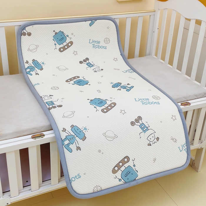 91家纺网 家纺一手货源 找家纺 小叮当家纺仓储工厂店 2025新款A版冰豆豆B版针织婴童双面两用床垫床褥 机器人