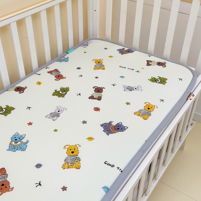 91家纺网 家纺一手货源 找家纺 小叮当家纺仓储工厂店 2025新款A版冰豆豆B版针织婴童双面两用床垫床褥 小猫