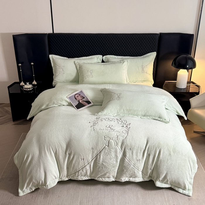 保罗圣迪奥 2025新款230克全消光牛奶绒四件套-沐夏 沐夏-绿色