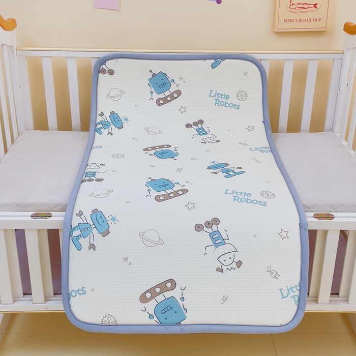 91家纺网 家纺一手货源 找家纺 小叮当家纺仓储工厂店 2025新款A版冰豆豆B版针织婴童双面两用床垫床褥 机器人