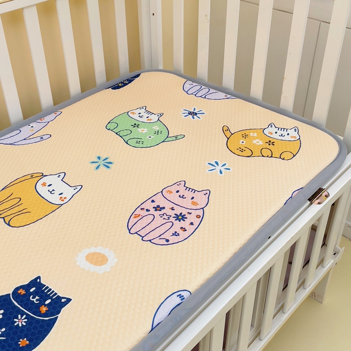 91家纺网 家纺一手货源 找家纺 小叮当家纺仓储工厂店 2025新款A版冰豆豆B版针织婴童双面两用床垫床褥 小猫