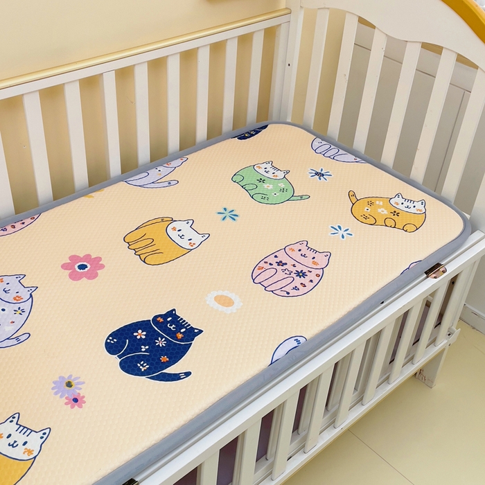 91家纺网 家纺一手货源 找家纺 小叮当家纺仓储工厂店 2025新款A版冰豆豆B版针织婴童双面两用床垫床褥 小猫