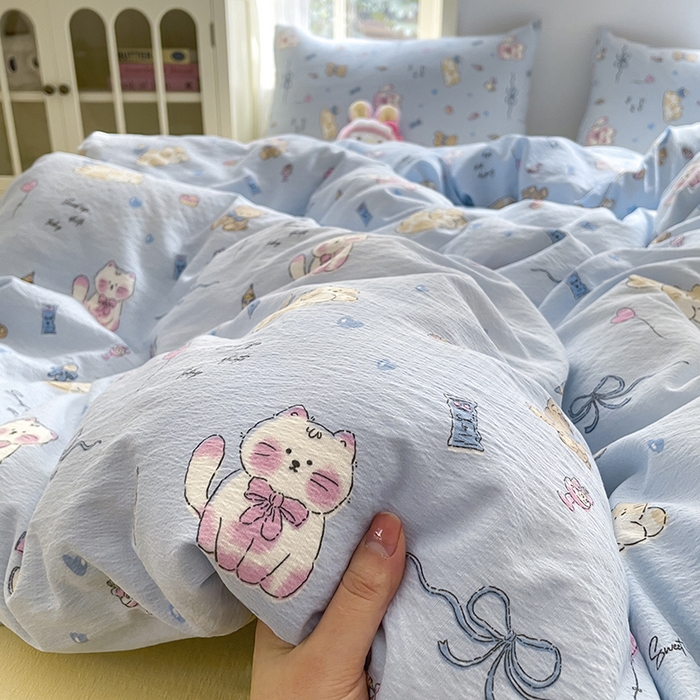 91家纺网 家纺一手货源 找家纺 （总）澜妃 2025新款云感提花双层纱四件套