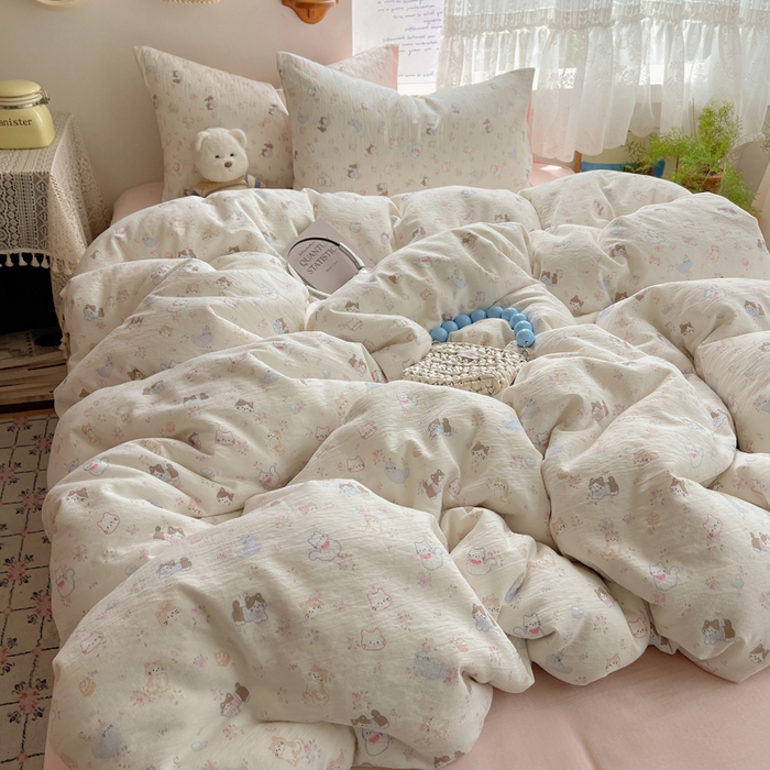 91家纺网 家纺一手货源 找家纺 （总）澜妃 2025新款云感提花双层纱四件套