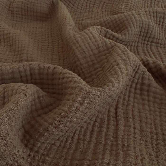 91家纺网 家纺一手货源 找家纺 小叮当家纺仓储工厂店 2025新款全棉纯棉四层纱皱皱流苏毯毛毯毯子 皱皱纱-咖啡棕