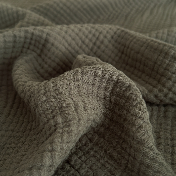 91家纺网 家纺一手货源 找家纺 小叮当家纺仓储工厂店 2025新款全棉纯棉四层纱皱皱流苏毯毛毯毯子 皱皱纱-黑茶色