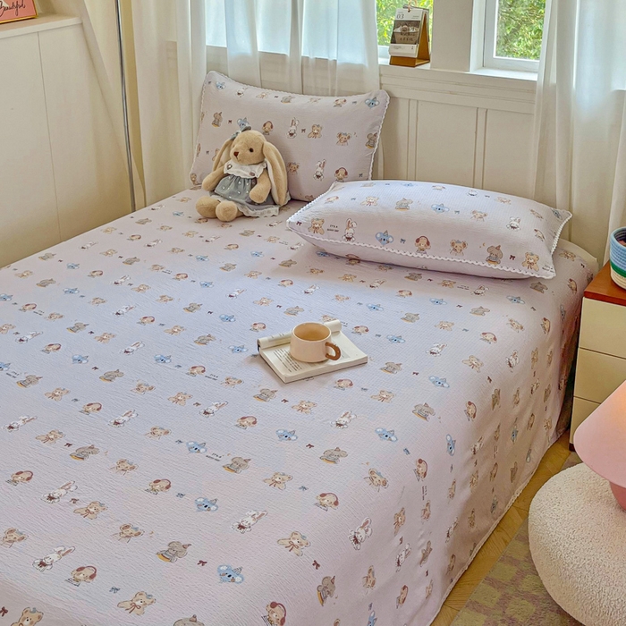 91家纺网 家纺一手货源 找家纺 （总）小叮当家纺仓储工厂店 2025新款云感提花双层纱花边单床单单件床单单品床单