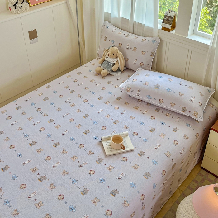 91家纺网 家纺一手货源 找家纺 小叮当家纺仓储工厂店 2025新款云感提花双层纱花边单床单单件床单单品床单 音乐会