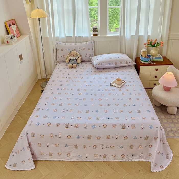 91家纺网 家纺一手货源 找家纺 （总）小叮当家纺仓储工厂店 2025新款云感提花双层纱花边单床单单件床单单品床单