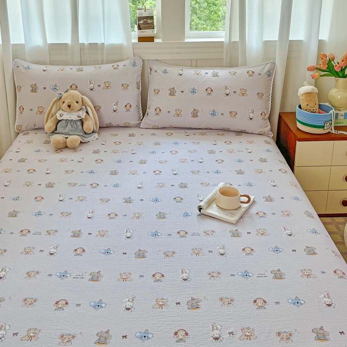 91家纺网 家纺一手货源 找家纺 小叮当家纺仓储工厂店 2025新款云感提花双层纱花边单床单单件床单单品床单 音乐会