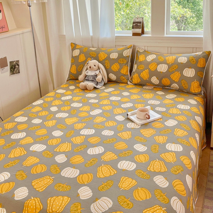 91家纺网 家纺一手货源 找家纺 小叮当家纺仓储工厂店 2025新款云感提花双层纱花边单床单单件床单单品床单 南瓜派