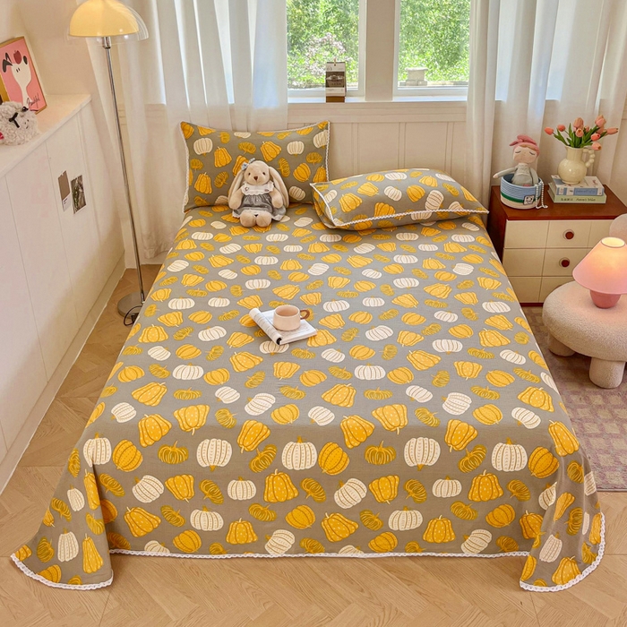 91家纺网 家纺一手货源 找家纺 小叮当家纺仓储工厂店 2025新款云感提花双层纱花边单床单单件床单单品床单 南瓜派