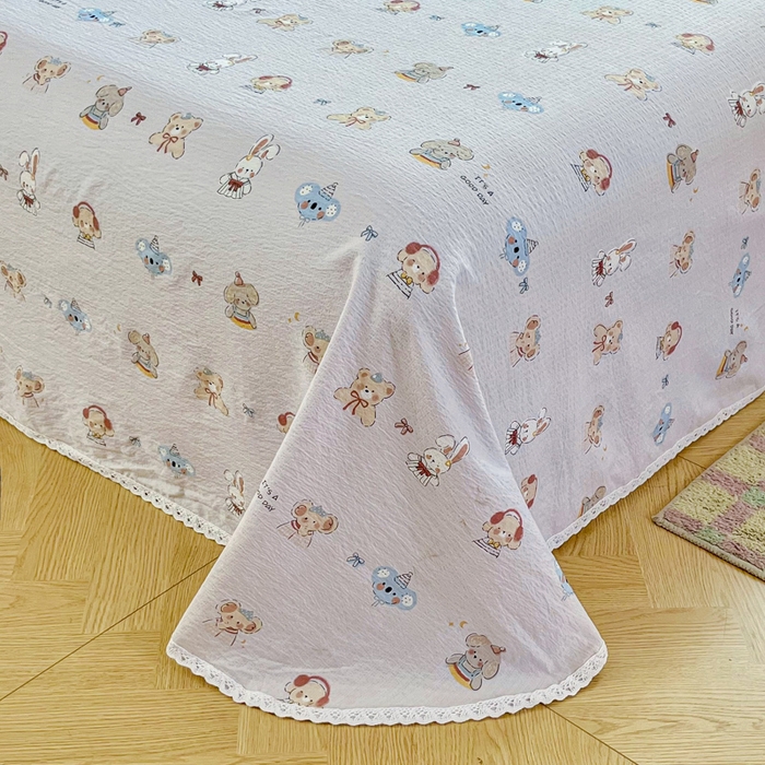 91家纺网 家纺一手货源 找家纺 （总）小叮当家纺仓储工厂店 2025新款云感提花双层纱花边单床单单件床单单品床单